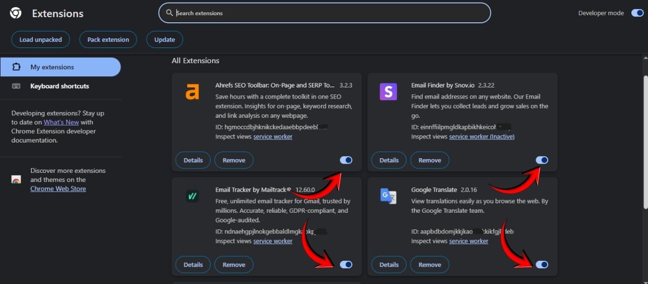 Disable Browser Extensions (For Desktop Users)